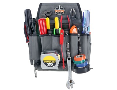 Ergodyne® Arsenal® Electricians Synthetic Tool Pouch, Gray, 3 x 11 x 12 1/2