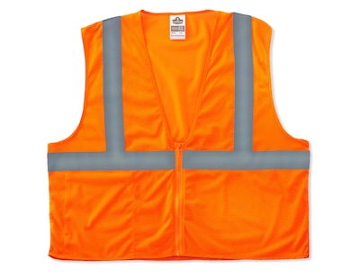 Ergodyne GloWear 8210Z High Visibility Sleeveless Safety Vest, ANSI Class R2, Small/Medium, Orange (