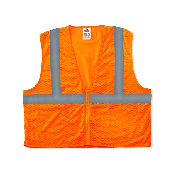 Ergodyne GloWear 8210Z High Visibility Sleeveless Safety Vest, ANSI Class R2, Small/Medium, Orange (21043)
