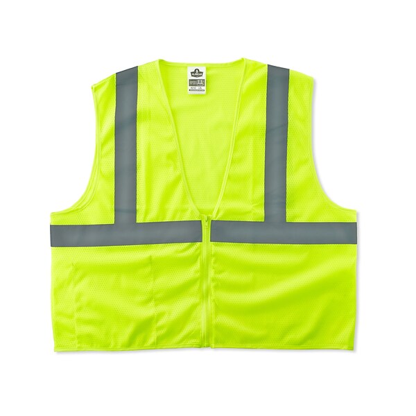 Ergodyne GloWear 8210Z High Visibility Sleeveless Safety Vest, ANSI Class R2, Small/Medium, Lime (21053)