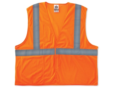 Ergodyne GloWear 8220HL High Visibility Sleeveless Safety Vest, ANSI Class R2, Orange, 2XL/3XL (21137)