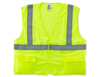 Ergodyne GloWear 8220HL High Visibility Sleeveless Safety Vest, ANSI Class R2, Lime Yellow, 2XL/3XL