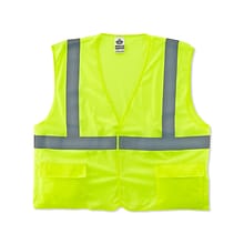 Ergodyne GloWear 8220HL High Visibility Sleeveless Safety Vest, ANSI Class R2, Lime Yellow, 2XL/3XL