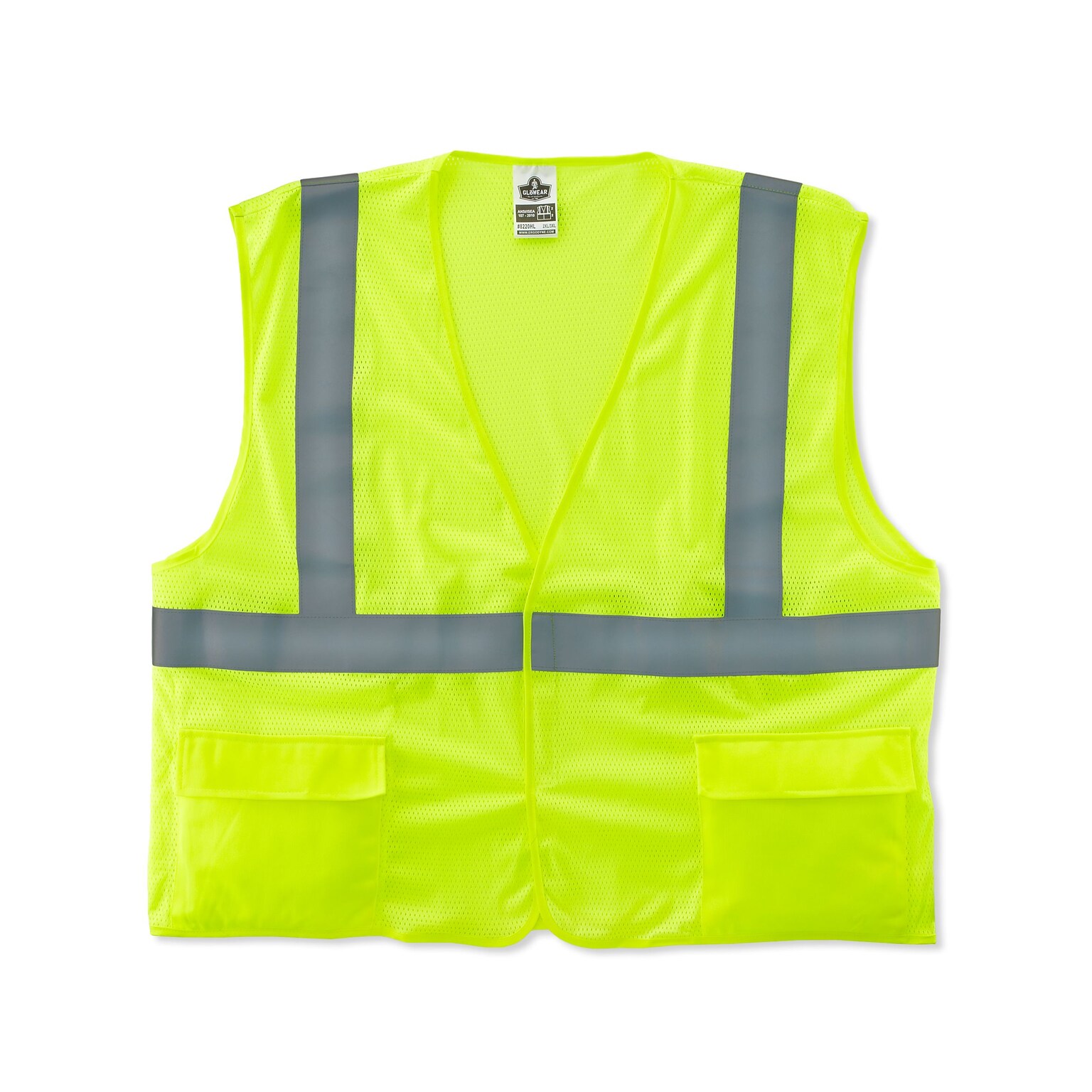 Ergodyne GloWear 8220HL High Visibility Sleeveless Safety Vest, ANSI Class R2, Lime Yellow, S/M (21143)