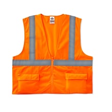 Ergodyne GloWear 8225Z High Visibility Sleeveless Safety Vest, ANSI Class R2, Orange, Large (21155)