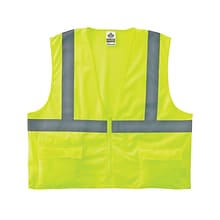 Ergodyne GloWear 8225Z High Visibility Standard Vest, ANSI Class R2, Lime, Small/Medium