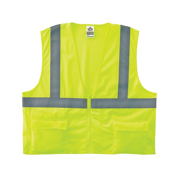 Ergodyne GloWear 8225Z High Visibility Standard Vest, ANSI Class R2, Lime, 2XL/3XL