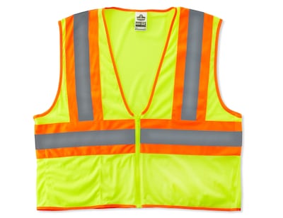 Ergodyne GloWear® 8229Z High Visibility Sleeveless Safety Vest, ANSI Class R2, Lime, 4XL/5XL (21299)