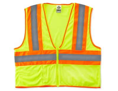 Ergodyne GloWear® 8229Z High Visibility Sleeveless Safety Vest, ANSI Class R2, Lime, 2XL/3XL (21297)