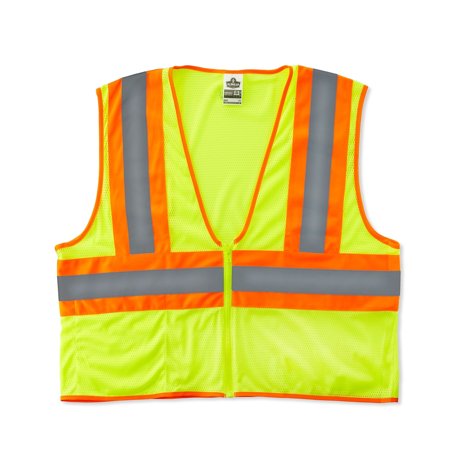Ergodyne GloWear® 8229Z High Visibility Sleeveless Safety Vest, ANSI Class R2, Lime, 2XL/3XL (21297)