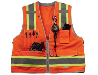 Ergodyne GloWear 8254Z High Visibility Sleeveless Safety Vest, ANSI Class R2, Orange, 4XL/5XL (21459