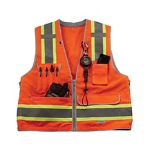 Ergodyne GloWear 8254Z Heavy-Duty High Visibility Surveyors Vest, ANSI Class R2, Orange, Large/XL (2