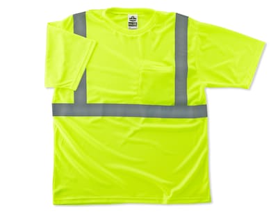 Ergodyne GloWear 8289 Economy T-Shirt, ANSI Class R2, Large, Lime