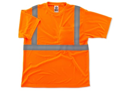 Ergodyne GloWear® 8289 High Visibility Short Sleeve T-Shirt, ANSI Class R2, Hi-Vis Orange, X-Large (