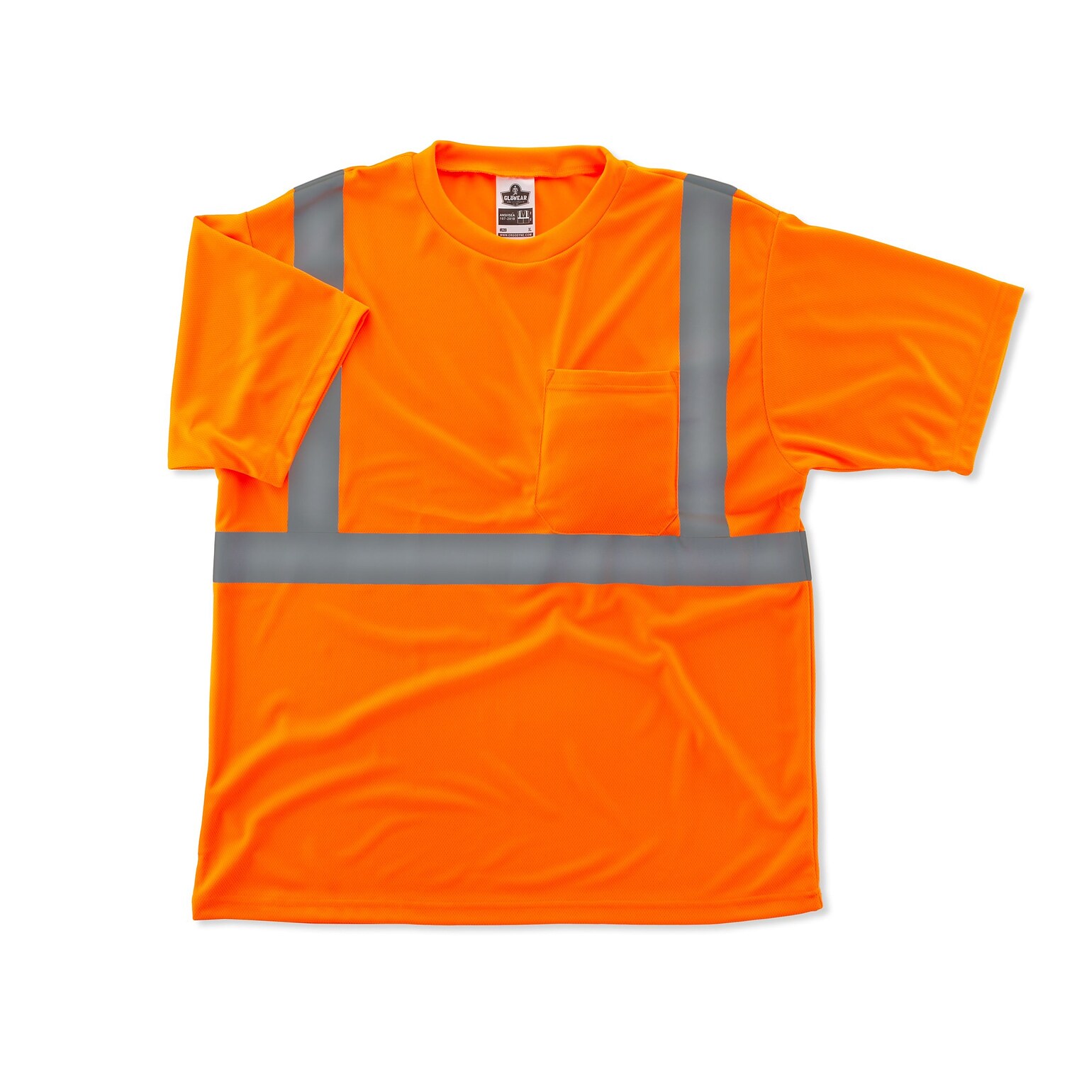 Ergodyne GloWear® 8289 High Visibility Short Sleeve T-Shirt, ANSI Class R2, Hi-Vis Orange, Large (21514)