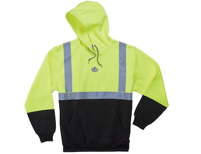 Ergodyne GloWear® 8293 High Visibility Long Sleeve Sweatshirt, ANSI Class R2, Hi-Vis Lime/Black, Large (21684)