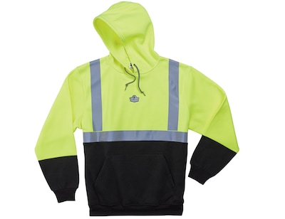 Ergodyne GloWear® 8293 High Visibility Long Sleeve Sweatshirt, ANSI Class R2, Hi-Vis Lime/Black, 3XL