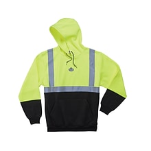 Ergodyne GloWear® 8293 High Visibility Long Sleeve Sweatshirt, ANSI Class R2, Hi-Vis Lime/Black, X-L