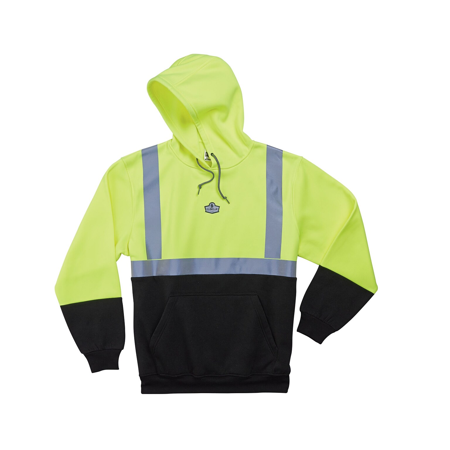 Ergodyne GloWear® 8293 High Visibility Long Sleeve Sweatshirt, ANSI Class R2, Hi-Vis Lime/Black, 3XL (21687)