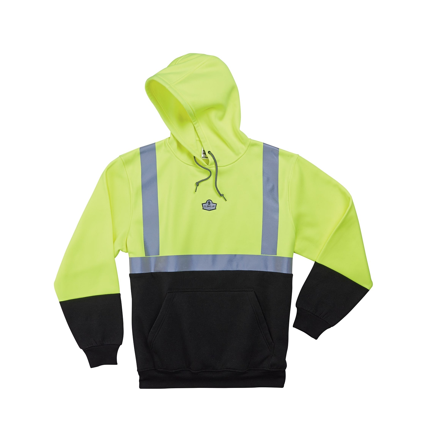Ergodyne GloWear® 8293 High Visibility Long Sleeve Sweatshirt, ANSI Class R2, Hi-Vis Lime/Black, X-Large (21685)