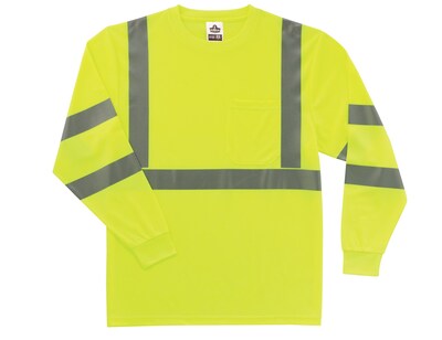 Ergodyne GloWear® 8391 High Visibility Long Sleeve T-Shirt, ANSI Class R3, Lime, Medium (21703)