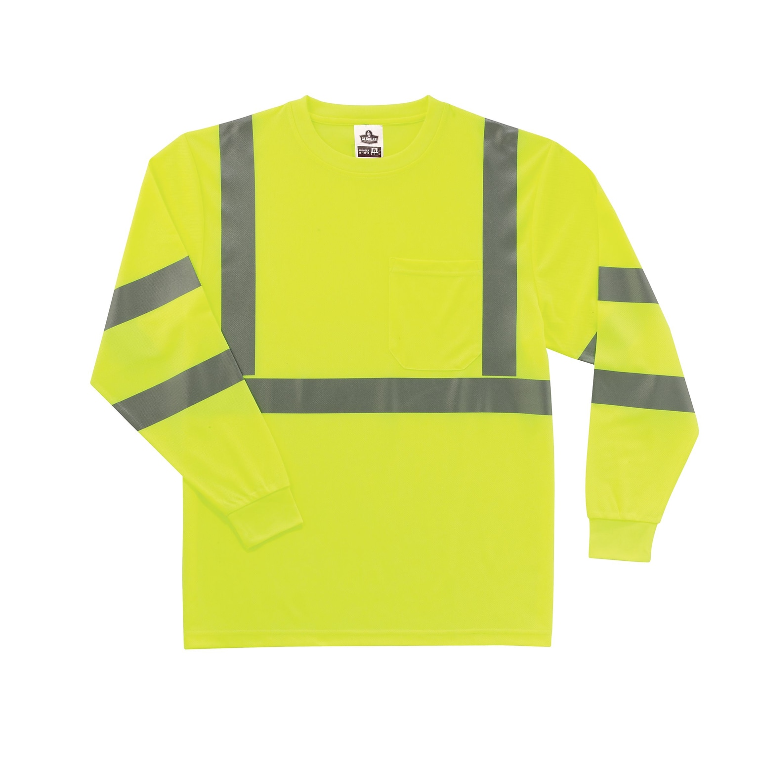 Ergodyne GloWear® 8391 High Visibility Long Sleeve T-Shirt, ANSI Class R3, Lime, X-Large (21705)