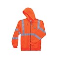 Ergodyne® GloWear® 8392 Class 3 Hi-Visibility Zipper Hooded Sweatshirt, Orange, 2XL