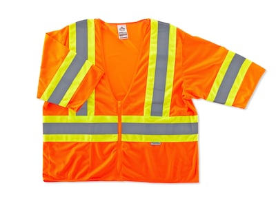 Ergodyne GloWear 8330Z High Visibility Short Sleeve Safety Vest, ANSI Class R3, Orange, 2XL/3XL (221