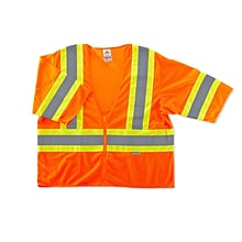 Ergodyne GloWear 8330Z High Visibility Short Sleeve Safety Vest, ANSI Class R3, Orange, 2XL/3XL (221