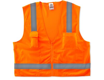 Ergodyne GloWear 8249Z High Visibility Sleeveless Safety Vest, ANSI Class R2, Orange, S/M (24013)