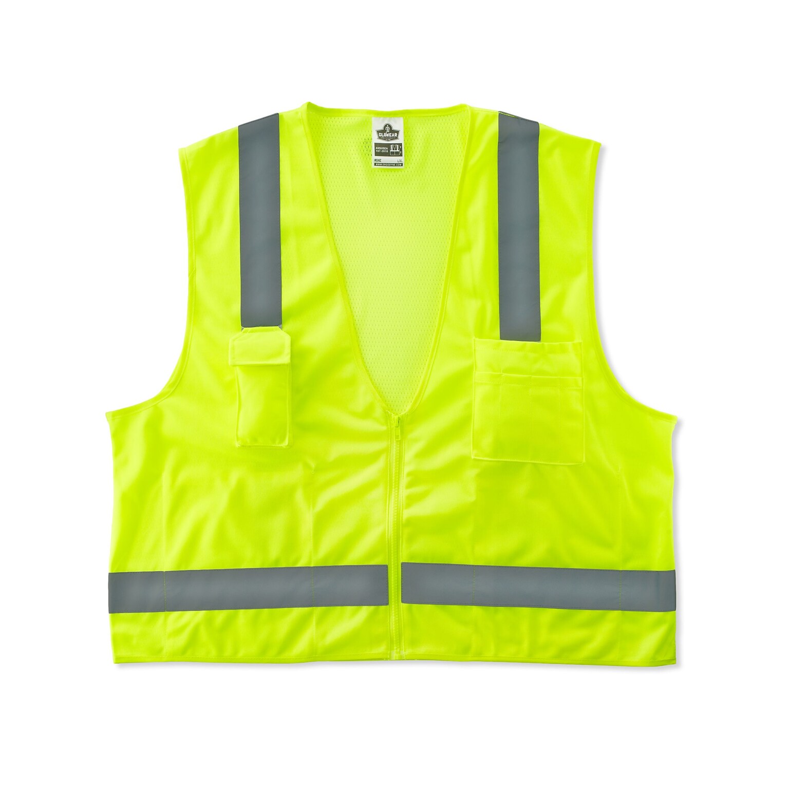 Ergodyne GloWear 8249Z High Visibility Sleeveless Safety Vest, ANSI Class R2, Lime, S/M (24023)