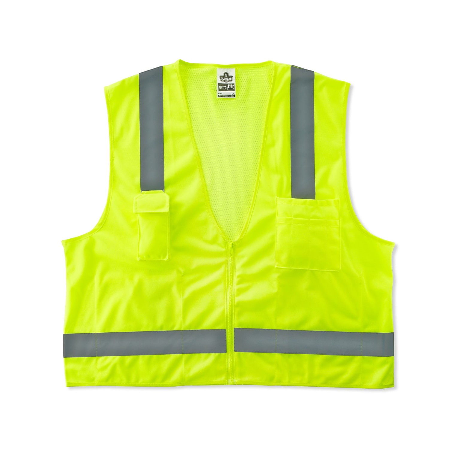 Ergodyne GloWear 8249Z High Visibility Sleeveless Safety Vest, ANSI Class R2, Lime, 2XL/3XL (24027)