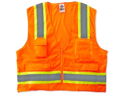 Ergodyne GloWear 8248Z High Visibility Sleeveless Safety Vest, ANSI Class R2, Orange, S/M (24063)