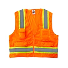 Ergodyne GloWear 8248Z High Visibility Sleeveless Safety Vest, ANSI Class R2, Orange, 2XL/3XL (24067