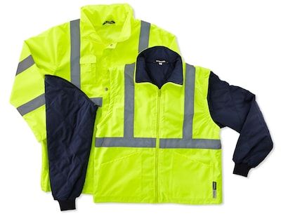Ergodyne® GloWear® 8385 Class 3 Hi-Visibility 4-in-1 Jacket, Lime, Large