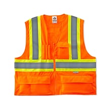 Ergodyne GloWear 8235ZX High Visibility Two-Tone X-Back Vest, ANSI Class R2, Orange, Large/XL