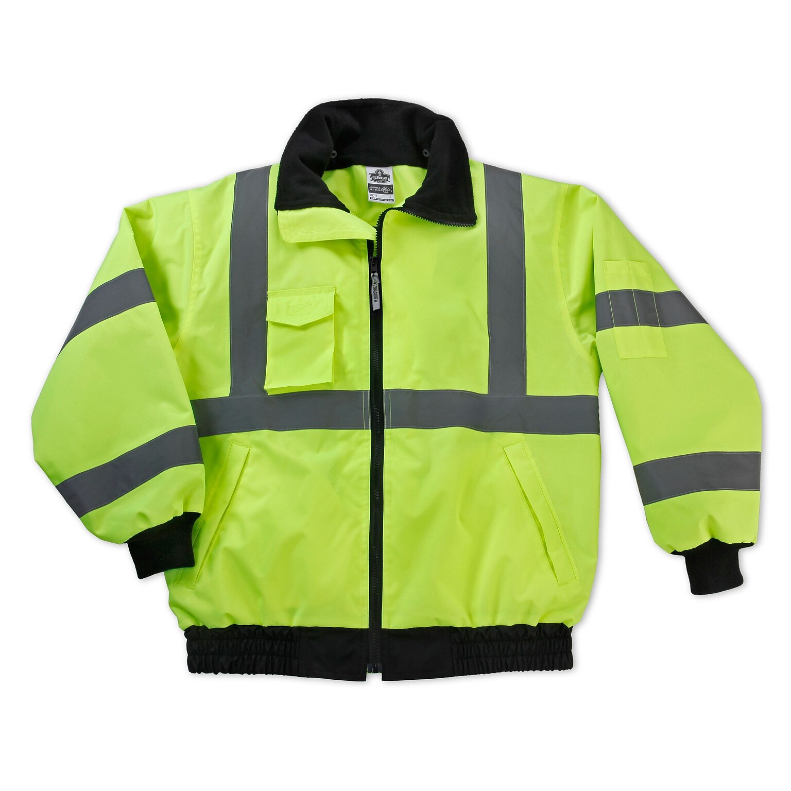 Ergodyne® GloWear® 8379 Class 3 Hi-Visibility Economy Bomber Jacket, Lime, L