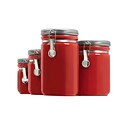 Anchor Hocking® 4 Piece Ceramic Canister Set; Red