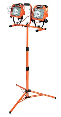 CCI® Contractor Twin Head Tripod Halogen Work Light W/Telescoping Tripod Stand, 1000 W, Orange