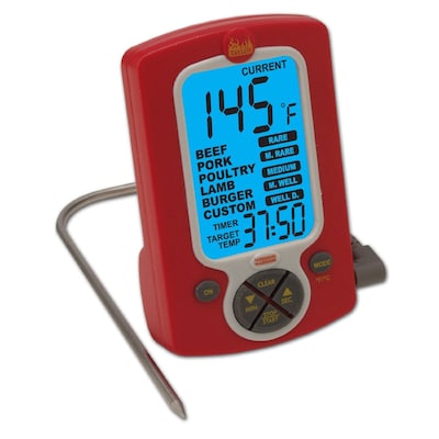 Taylor Weekend Warrior Remote Probe Cooking Thermometer/Timer, Red