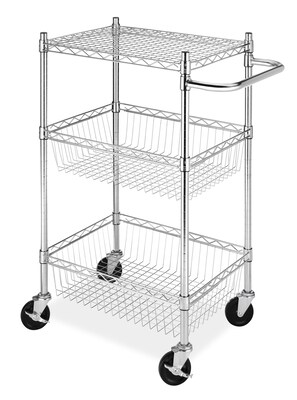 Whitmor Supreme Commercial 3 Tier Basket Cart, Chrome