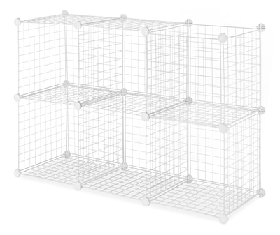 Whitmor Collapsible Wire Storage Cubes, White, 6/Set