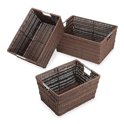 Whitmor Rattique Storage Baskets, Brown, 3/Pack