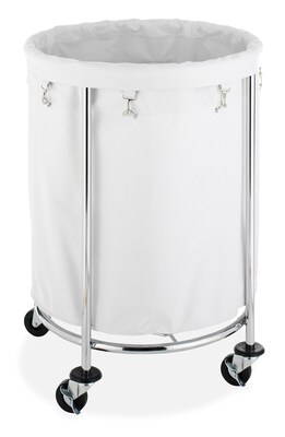 Whitmor Commercial Round Laundry Hamper, Chrome