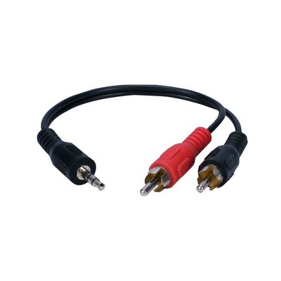 QVS® 8 3.5 mm Mini-Stereo Male/RCA Male Speaker Adapter; Black/Red