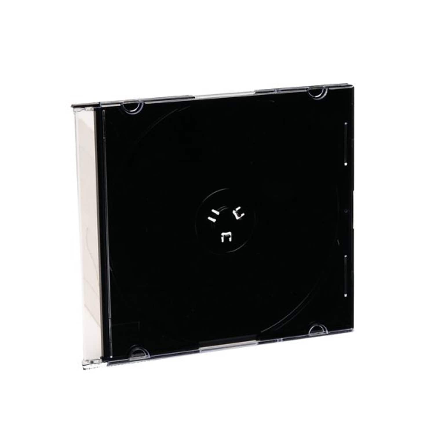 Verbatim® CD and DVD Slim Jewel Storage Cases, Clear Top Black Tray, 200/Pack