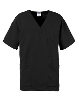 Medline Madison ave™ Unisex Scrub Top With 3 Pockets, Black, Small