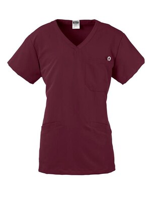 Medline Berkeley ave™ Ladies Scrub Top With Welt Pockets, Wine, XL