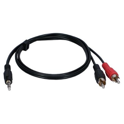QVS® 3 3.5 mm Mini-Stereo Male/RCA Male Speaker Cable; Black/Red