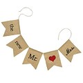 HBH™ 50 x 10 The New Mr. & Mrs. Burlap Banner, Black/Brown/Red
